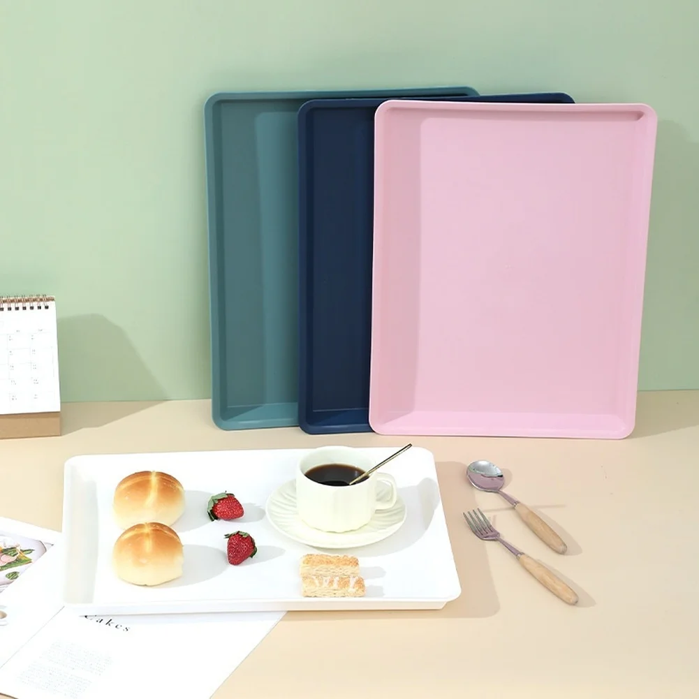 Solid Color Serving Tray with Non Slip Design and Raised Edges for Stable Food Handling in For Restaurants Catering and Cafes
