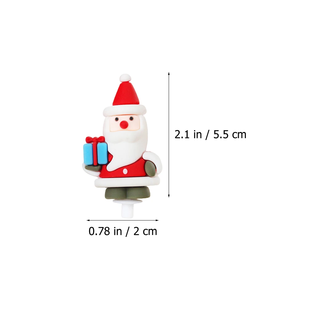 

6pcs Christmas Cake Topper Set Cartoon Santa Decoration Baking Inserts Rubber Material Safe Xmas Dessert Toppers Cupcake
