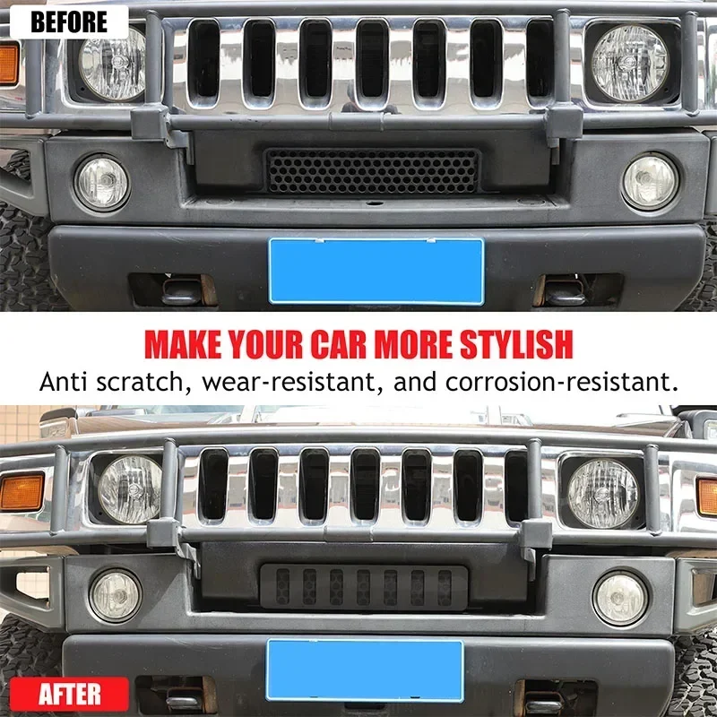 For Hummer H2 2003-2009 Car Front Lower Grille Decorative Panel Cover Aluminum Alloy Auto Exterior Accessories