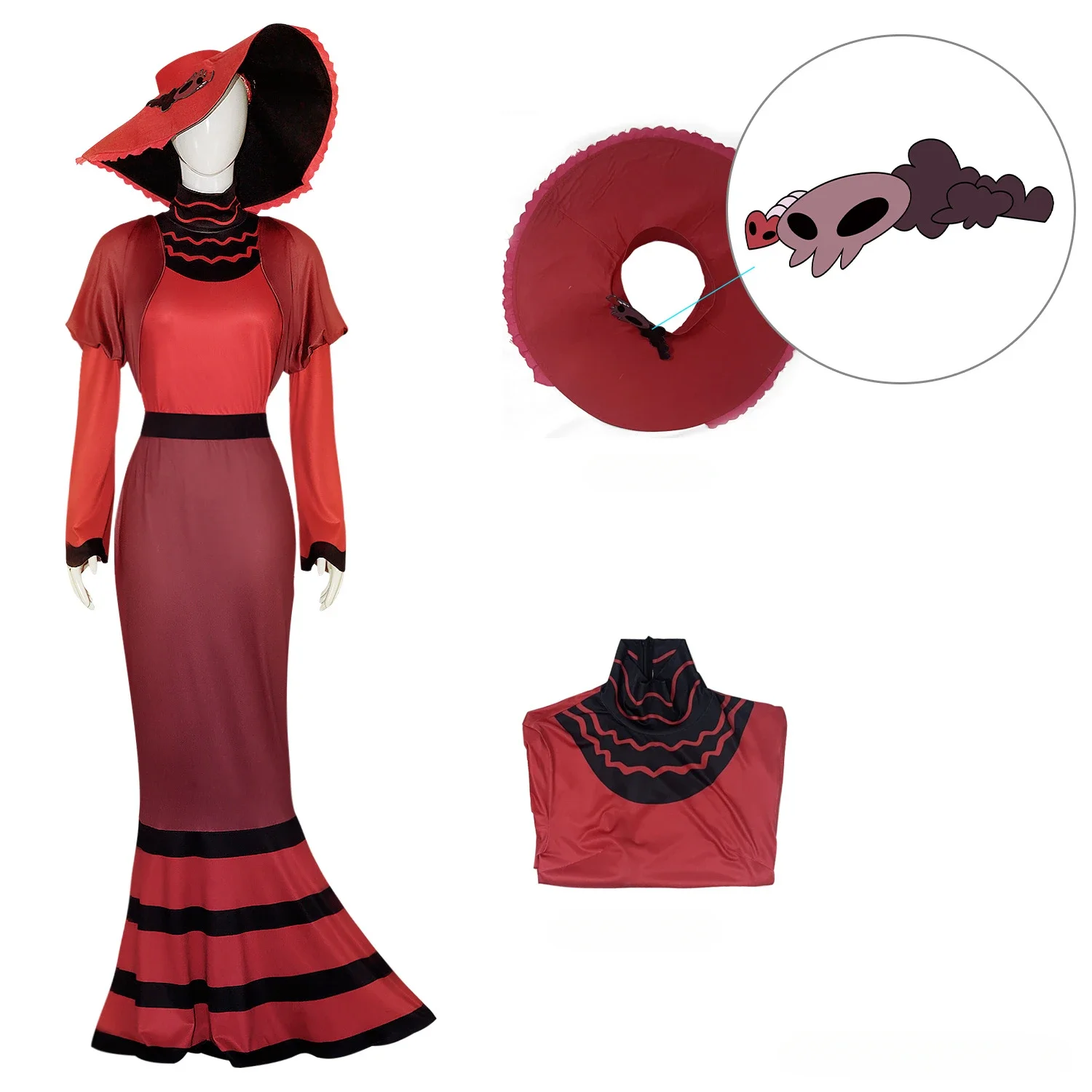 Anime Hazbin RodsCosplay Costume pour femme, robe d'hôtel pour adulte, chapeau imbibé, tenue d'Halloween, uniforme de fête, performance