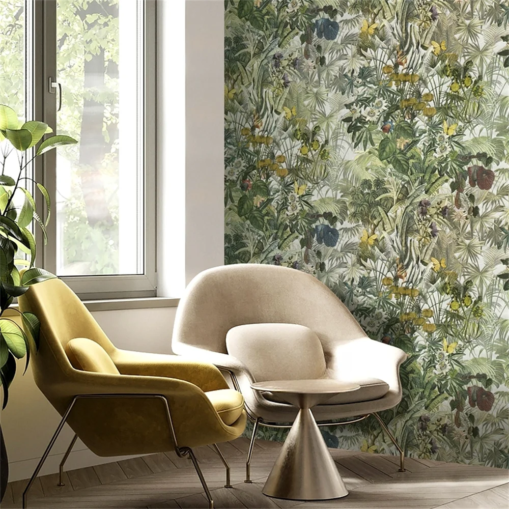 Custom Retro tropical plants wall paper living room wall Stickers TV backdrop bedroom 3D wall paper modern painting Home decor