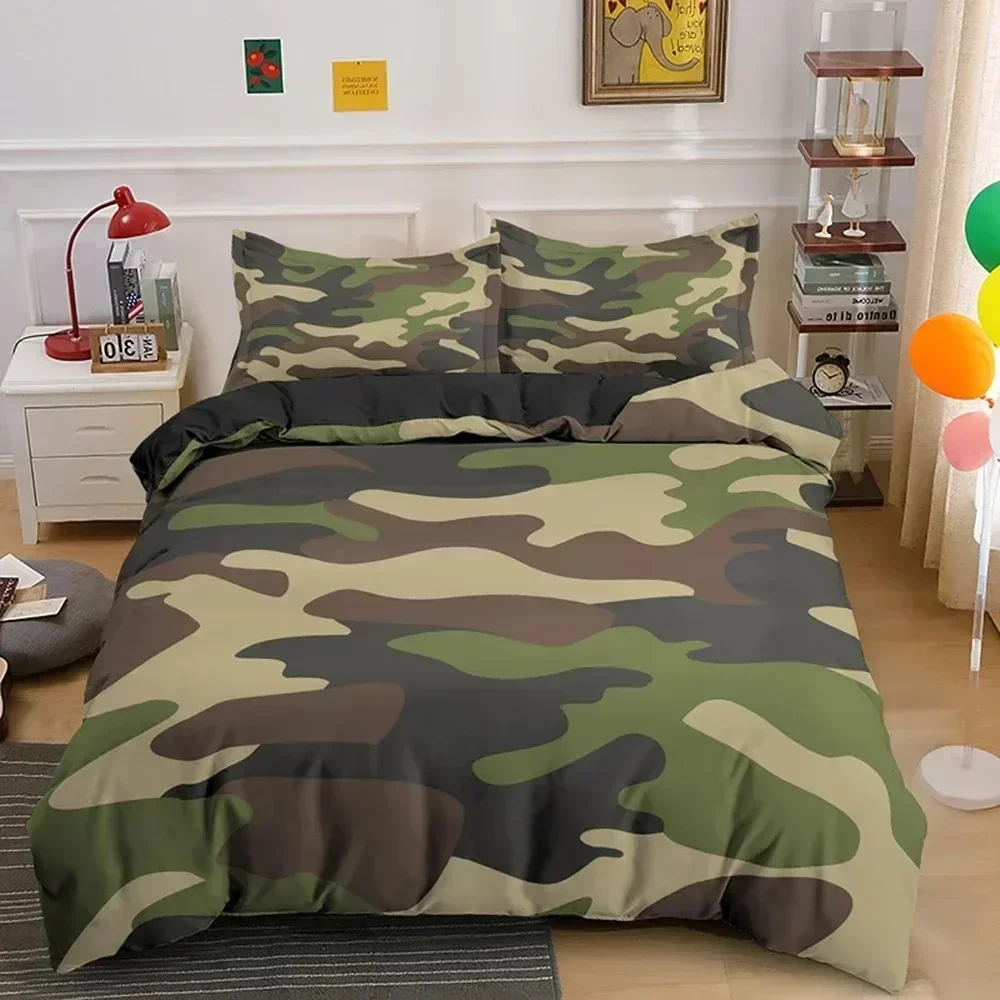 

Cool Boy Girl Kid Adult Set Camouflage Bedding Set Duvet Cover Sheet Printed Bed Set Pillowcase Bed Full Queen King Size Bedroom