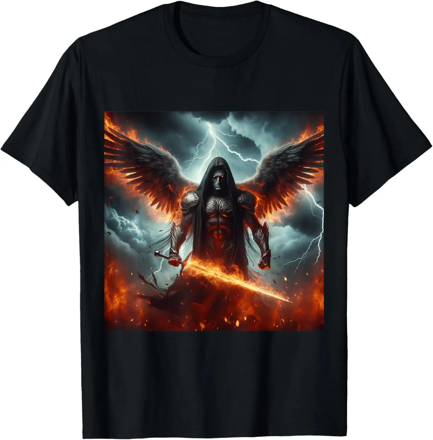 Camiseta gráfica de anjo cristão de fantasia religiosa do Archangel Azrael