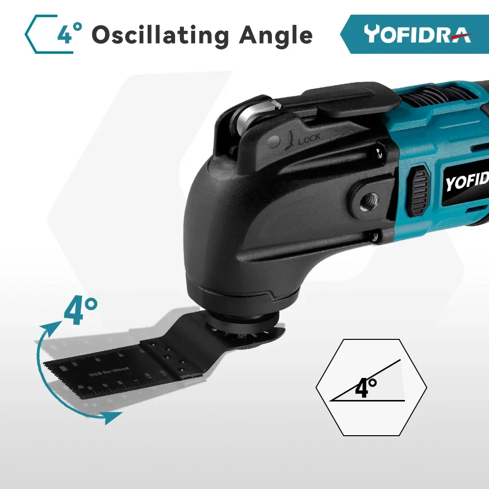 Yofidra multiherramienta oscilante sin escobillas, sierra eléctrica, recortadora, pala de corte, herramienta de carpintería para batería Makita de