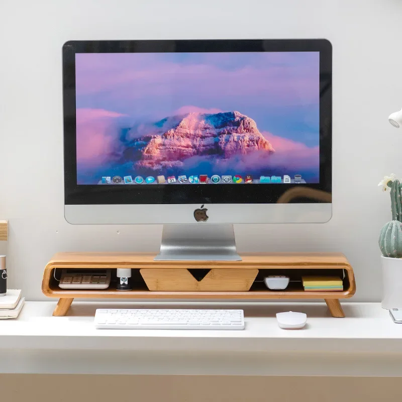 Multi-functional Curved computer monitor raised frame Desktop computer raised frame Office desk Keyboard storage bracket