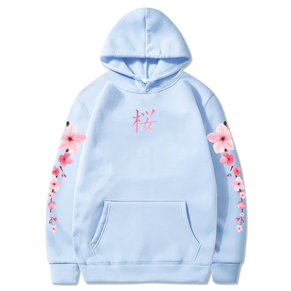 Japanese Blossom Sakura Graphic Hoodies Long Sleeve Winter Hooded Sweatshirts Casual Women/Men Comfortable Pullovers with Pocket