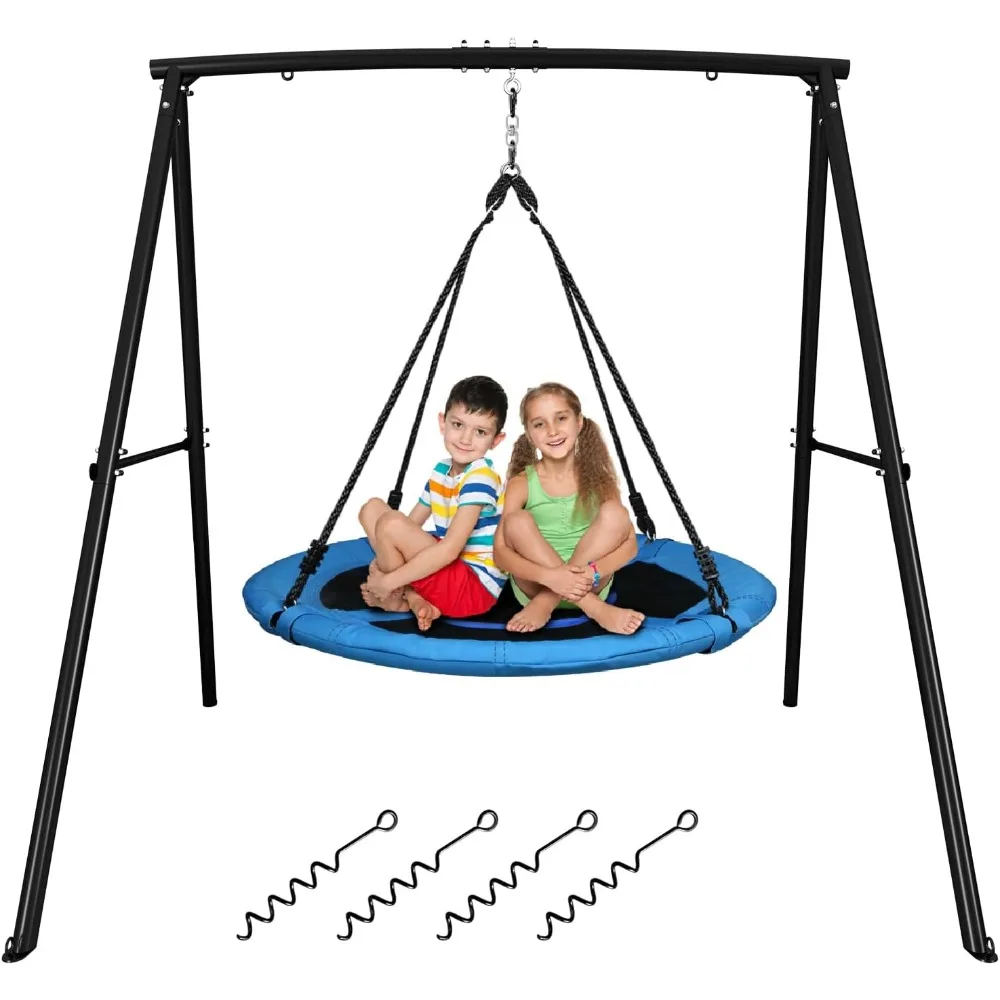 

Swing Set for Backyard, 40" Saucer Swing with Frame for Kids Outdoor, Outdoor Play Equipment