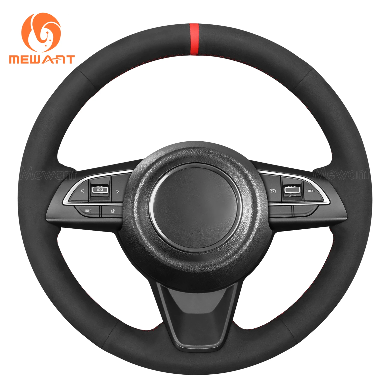 Mewant Black Suede Car Steering Wheel Cover for Suzuki Jimny 2019-2021