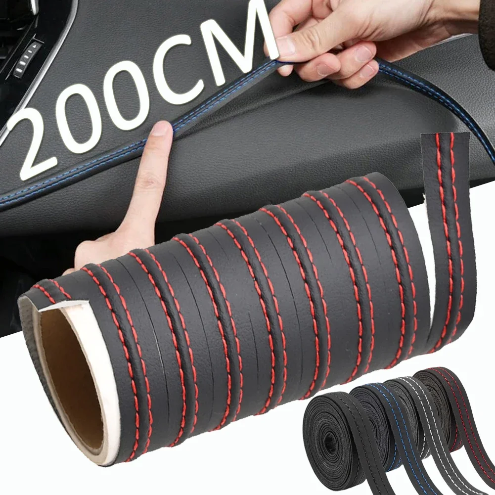 200cm Car Mouldings Trim Pu Leather DIY Braid Decorative Line Strip For Door Dashboard Sticker,Universal Car Interior Accessory