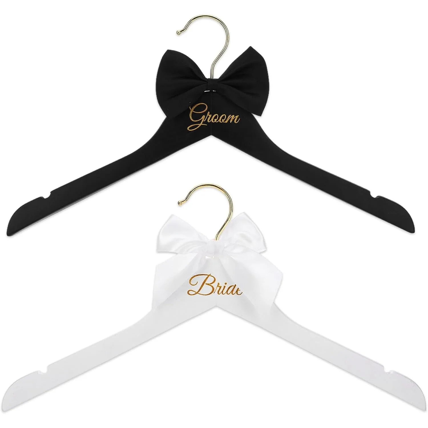 2 Stück Holz-Kleiderbügel-Set für Braut und Bräutigam, Kleiderbügel für Hochzeitskleider, Brautparty, Verlobung, Hochzeitsdekoration, Partyzubehör – Detail 1