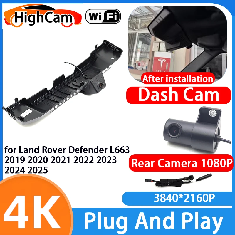 HighCam for Land Rover Defender L663 2019 2020 2021 2022 2023 2024 2025 4K Wifi DVR Video Recorder Dash Cam Front Rear Camera