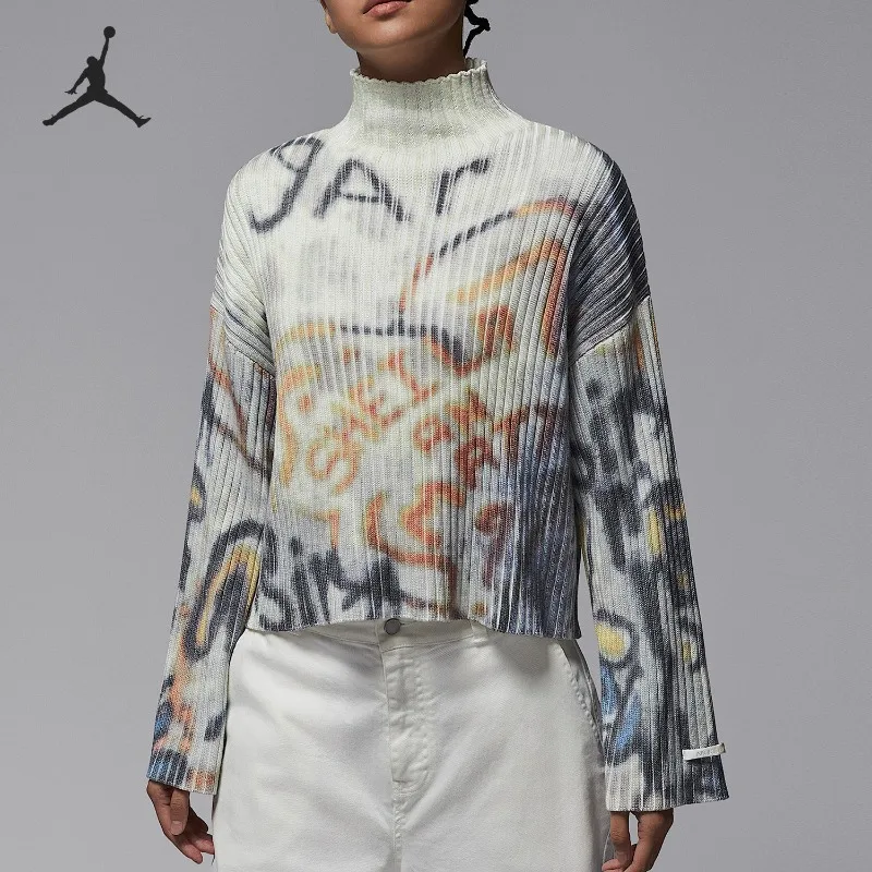 NikeJORDAN Women's Casual Knitted Loose Turtleneck Warm Sweater HV0299-901