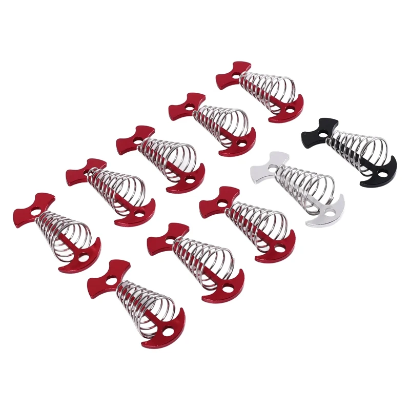 10 ชิ้นปรับ Plank ชั้นฤดูใบไม้ผลิ Fishbone Anchor เต็นท์หมุดหัวเข็มขัดกันสาดกลางแจ้งดาดฟ้าคงที่เล็บ Camping เต็นท์ตะขอ
