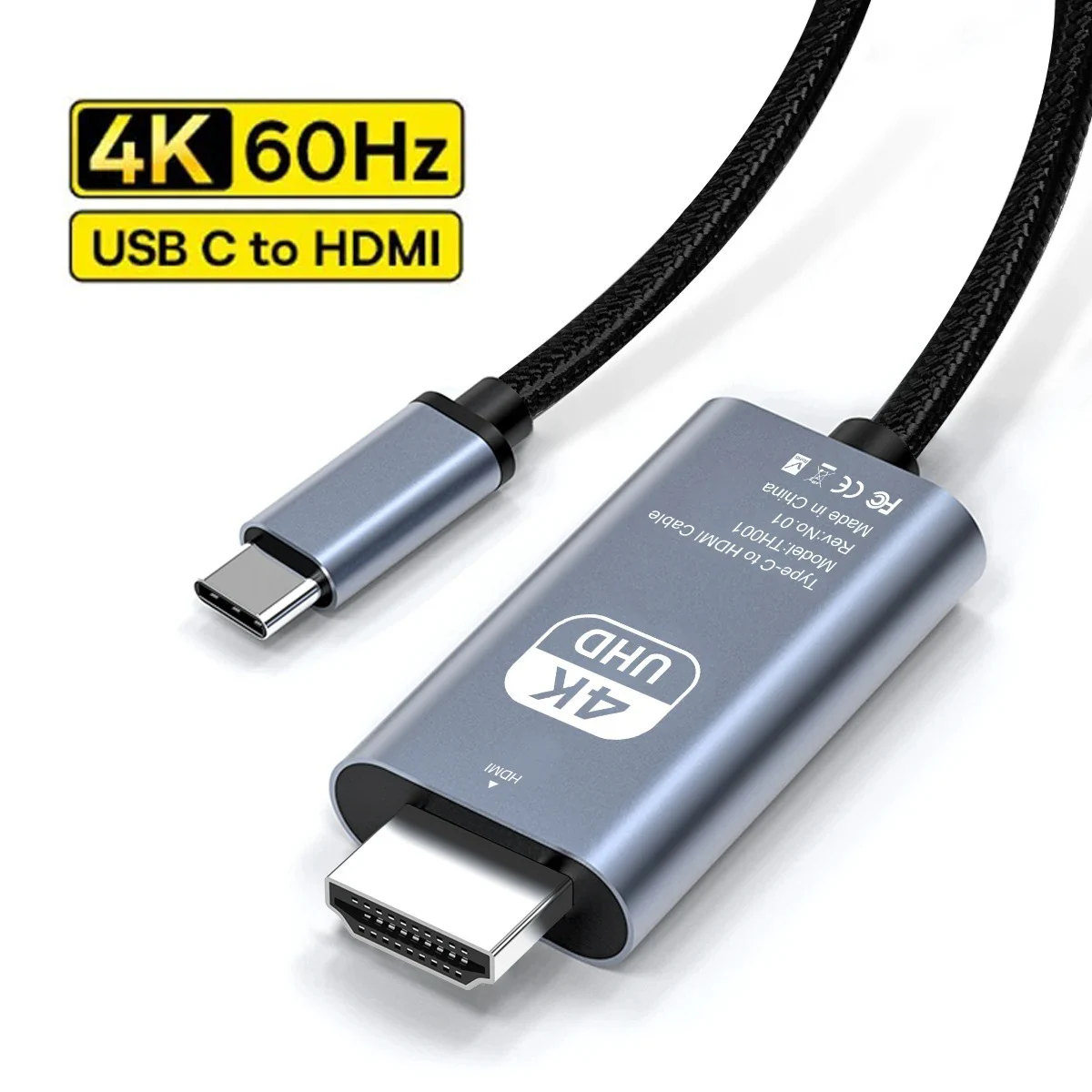 4K 60Hz USB C to HDMI Cable Type C Adapter HDTV Converter Cable for iPhone 15 TV Converter MacBook Air iPad Samsung Laptop