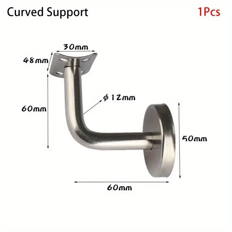 For Household Hotels Hardware Tools 2Pcs Stair Handrail Brackets Stainless Steel Wall Support Hand Rail Silver Balustrade