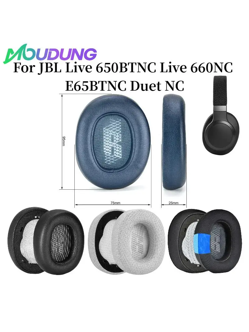 MOUDUNG Ersatz-Ohrpolster für JBL Live 650BTNC Live 660NC E65BTNC Duet NC Kopfhörer-Zubehör Headset-Ohrpolster-Reparatur