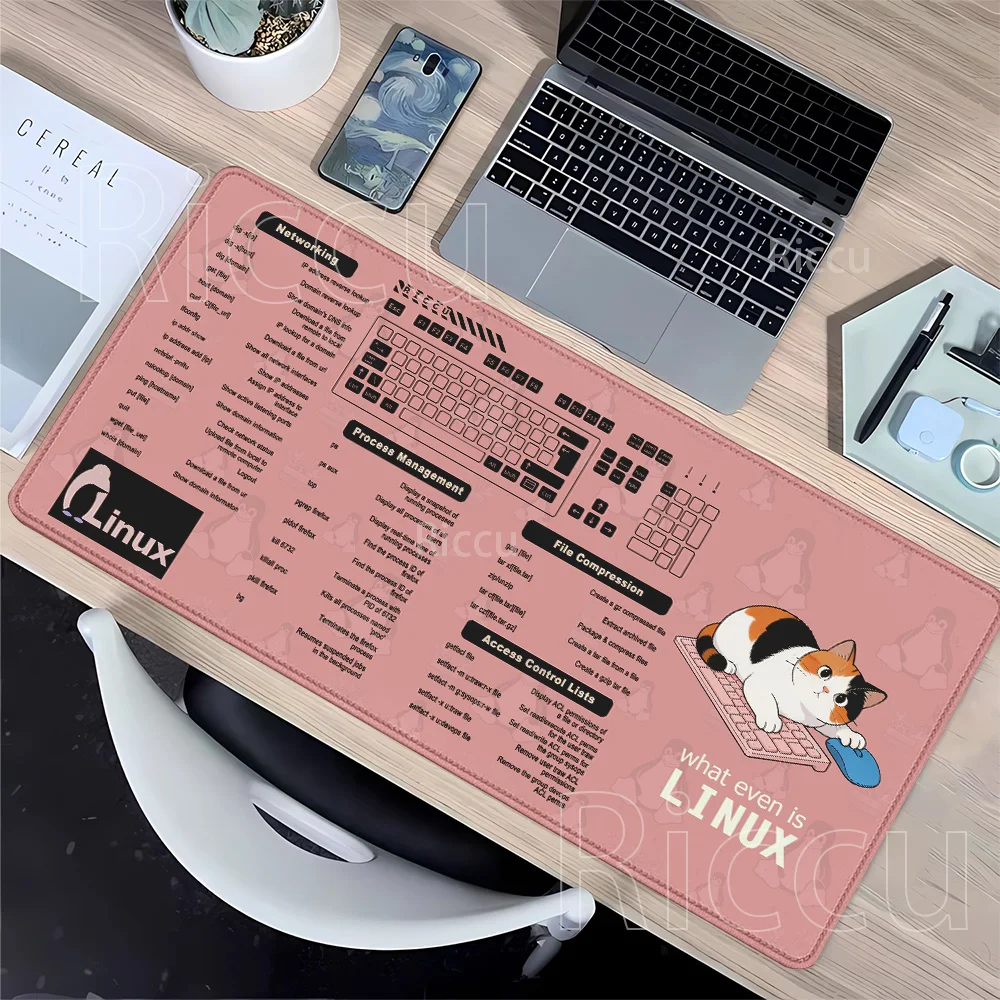 

XXL Mouse Pad English Commands Line Shortcuts Linux office Gaming Mousepad Game esports keyboard Non-slip HD printing Desk Mat