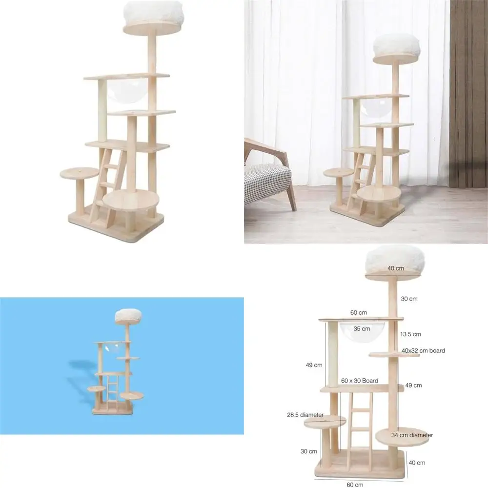 

Роскошная кошачья башня с капсульным гнездом, вдохновленным пространством и несколькими уровнями для кошачьих игр и отдыха