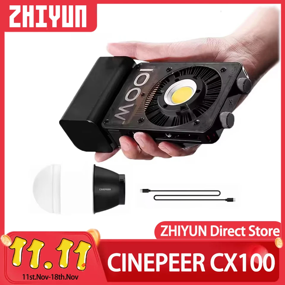 ZHIYUN CINEPEER CX100 100W 2700K-6500K Pocket Photography LED Studio Video Fill Light for Live Streaming Vlog Shooting