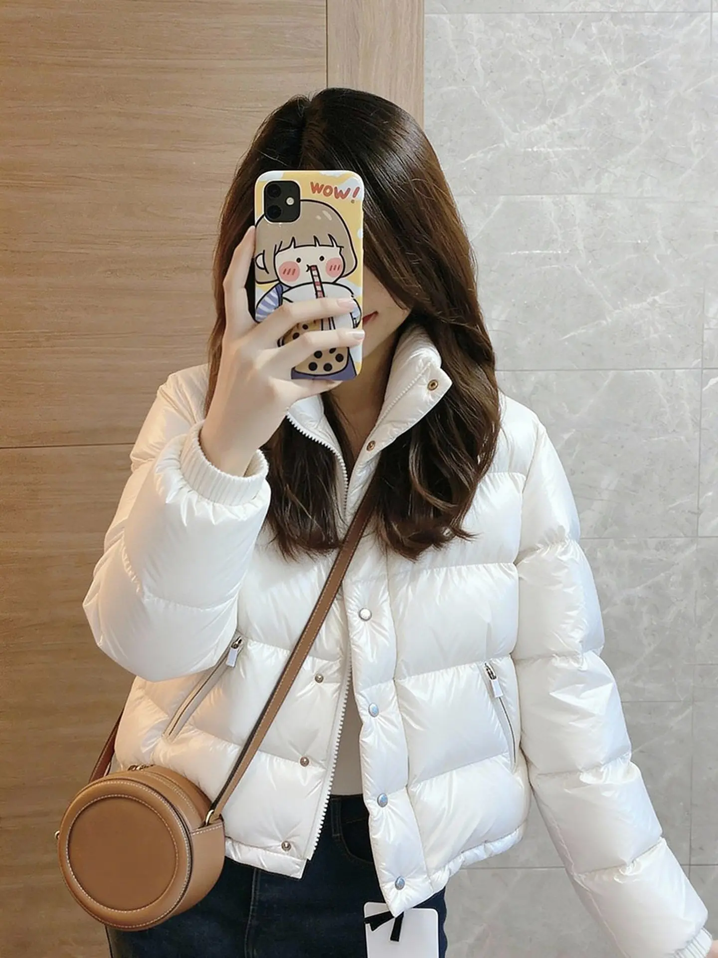 

Корейский стиль: Теплая куртка-пуховик белого цвета, повседневный стиль, зимняя новинка, омолаживающий эффект, универсальная, для отдыха, женская одежда