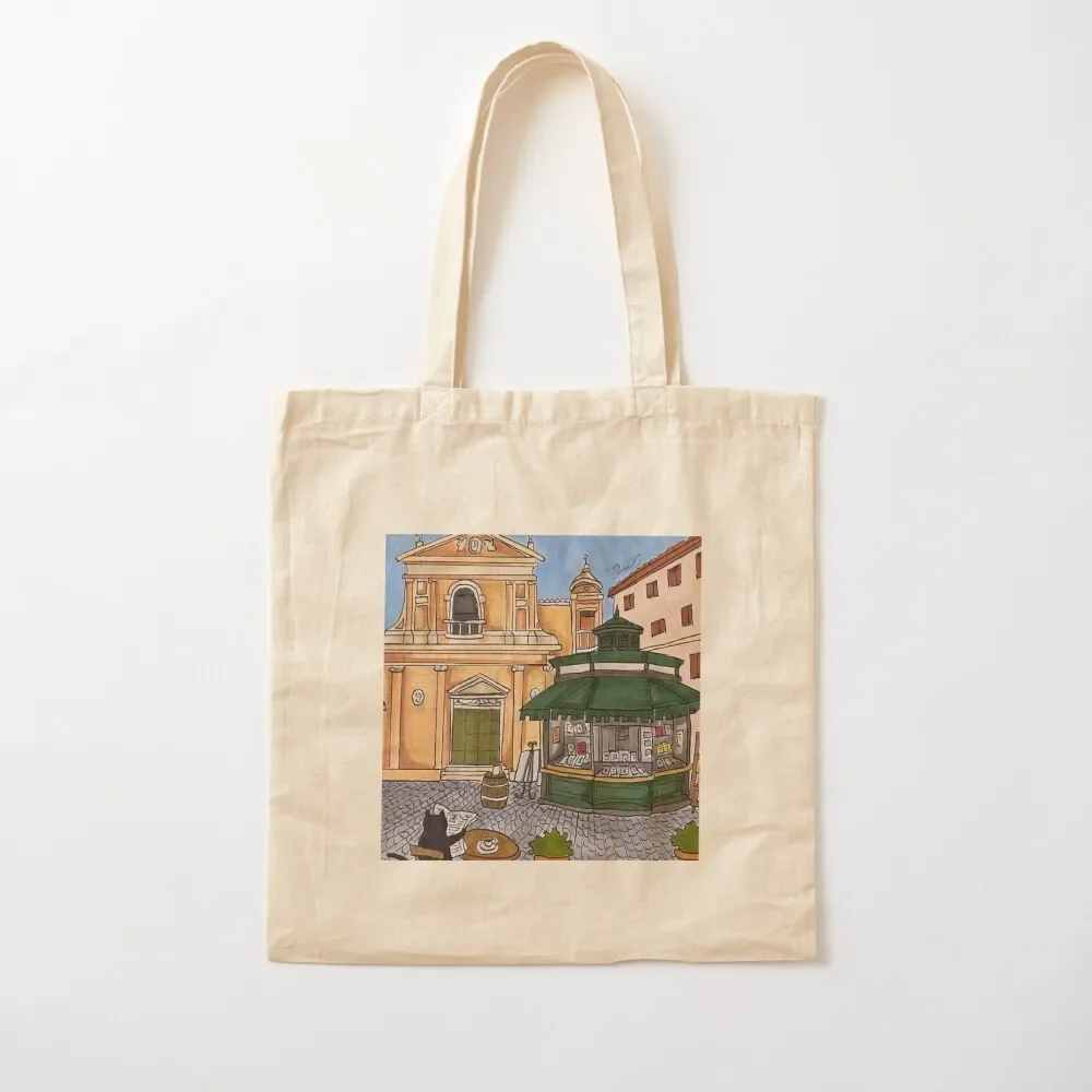 Journal of a Cat in Rome - Piazza Capranica Tote Bag cute pouch bag Handbags women shoping bag tote university