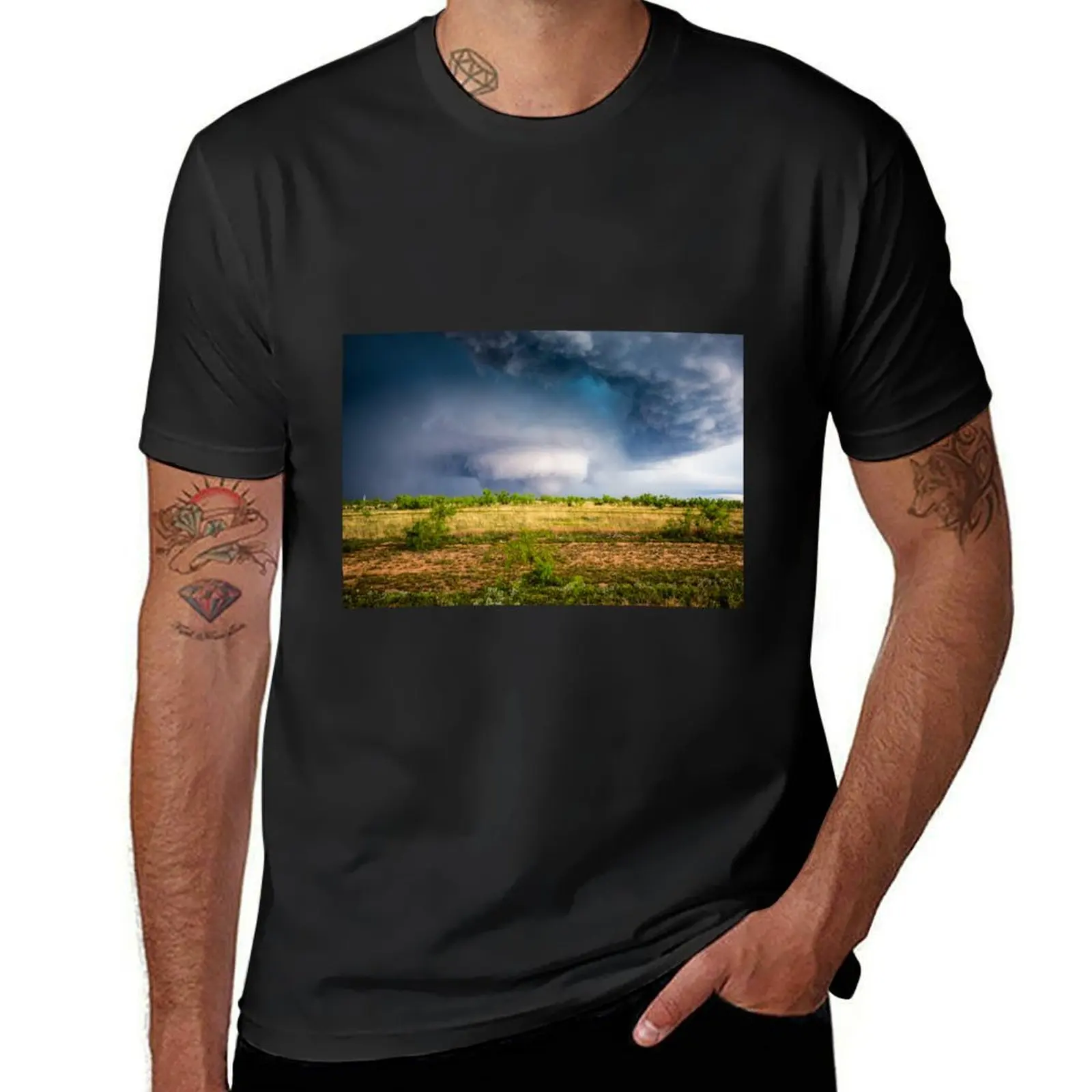 Texas Tornado - Twister Appears Under Mesocyclone on Stormy Spring Day in West Texas T-Shirt vintage clothes mens tall t shirts