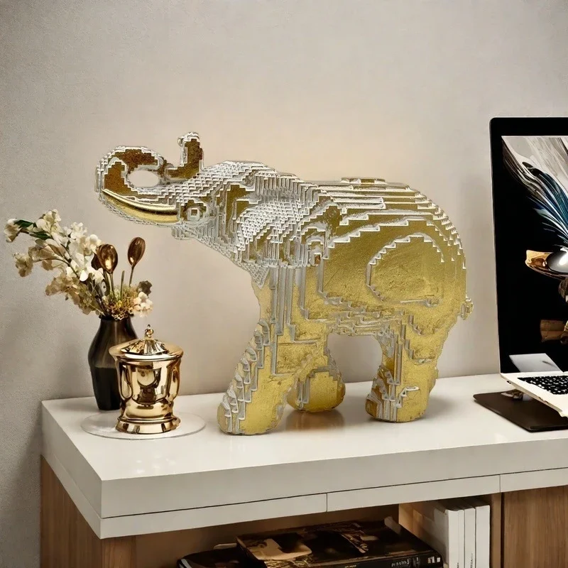 

Креативный строительный блок, слон, поделки из смолы ручной работы, декор для домашнего офиса, уникальный подарок для украшения комнаты на новоселье