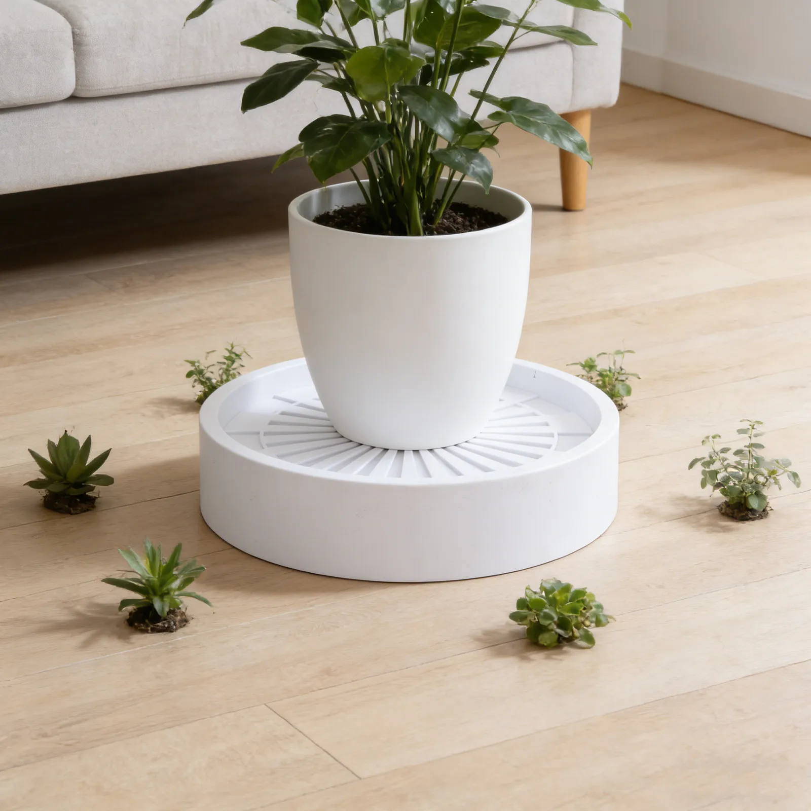 Flowerpot 20Cm Id Plastic Rotatable Flower Pot Tray Heavy Duty Planter Stand Universal Wheel Moving Flowerpot Caddy