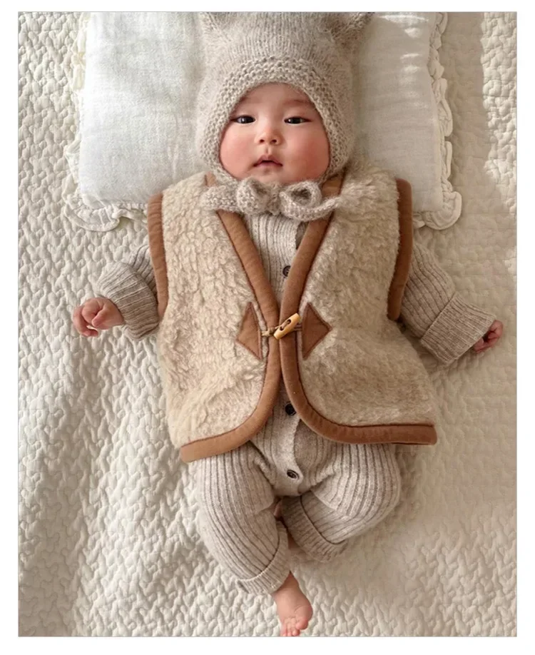 2024 neue Baby europäische und amerikanische Weste Herbst und Winter Baby Cardigan Weste Baby ärmellose Weste Mantel