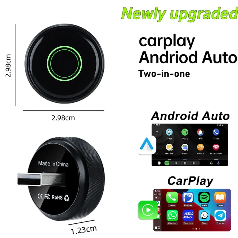 

2в1 проводной к беспроводному адаптеру CarPlay Android Auto USB-адаптер Mini AI BOX Plug and Play для бесшовного подключения автомобиля OEM