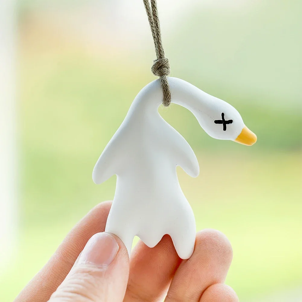 Funny Color-Changing Plaster Anime Duck Car Mirror Hanging Decor Cute Car Interior Decoration Accessories
