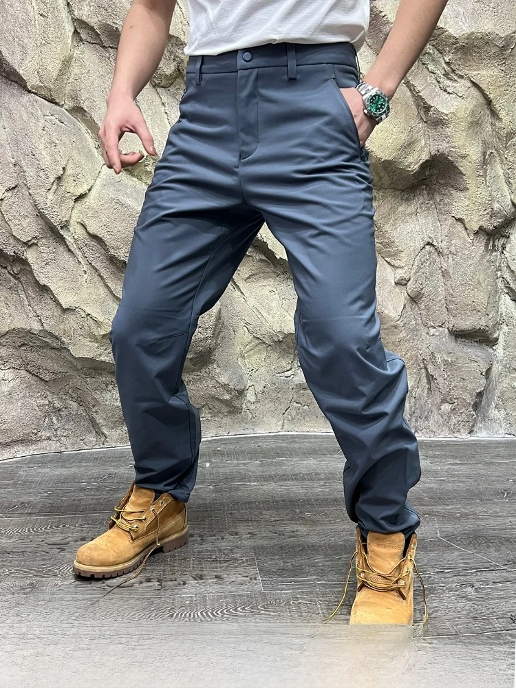 

Уличные мужские брюки-карго на подкладке 3D, мягкие водонепроницаемые брюки-карго, теплые повседневные брюки с прямыми штанинами на осень-зиму