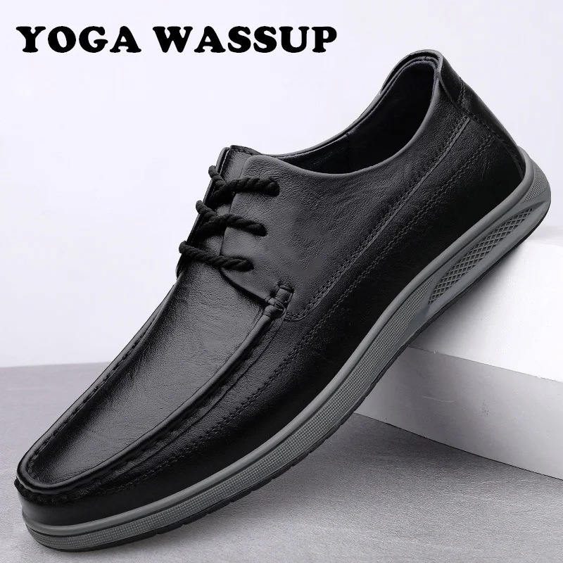 

Men's slit leather oxfords, lace-up shoes, round toe, walking, classic style, fashionable