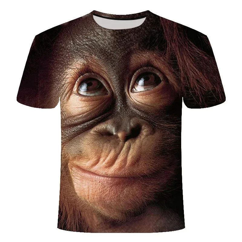 Interest Monkey Print T Shirts for Children's Boy Girl Shirt Summer Casual Animal Kids Clothes T-Shirt Short Sleeve Tops