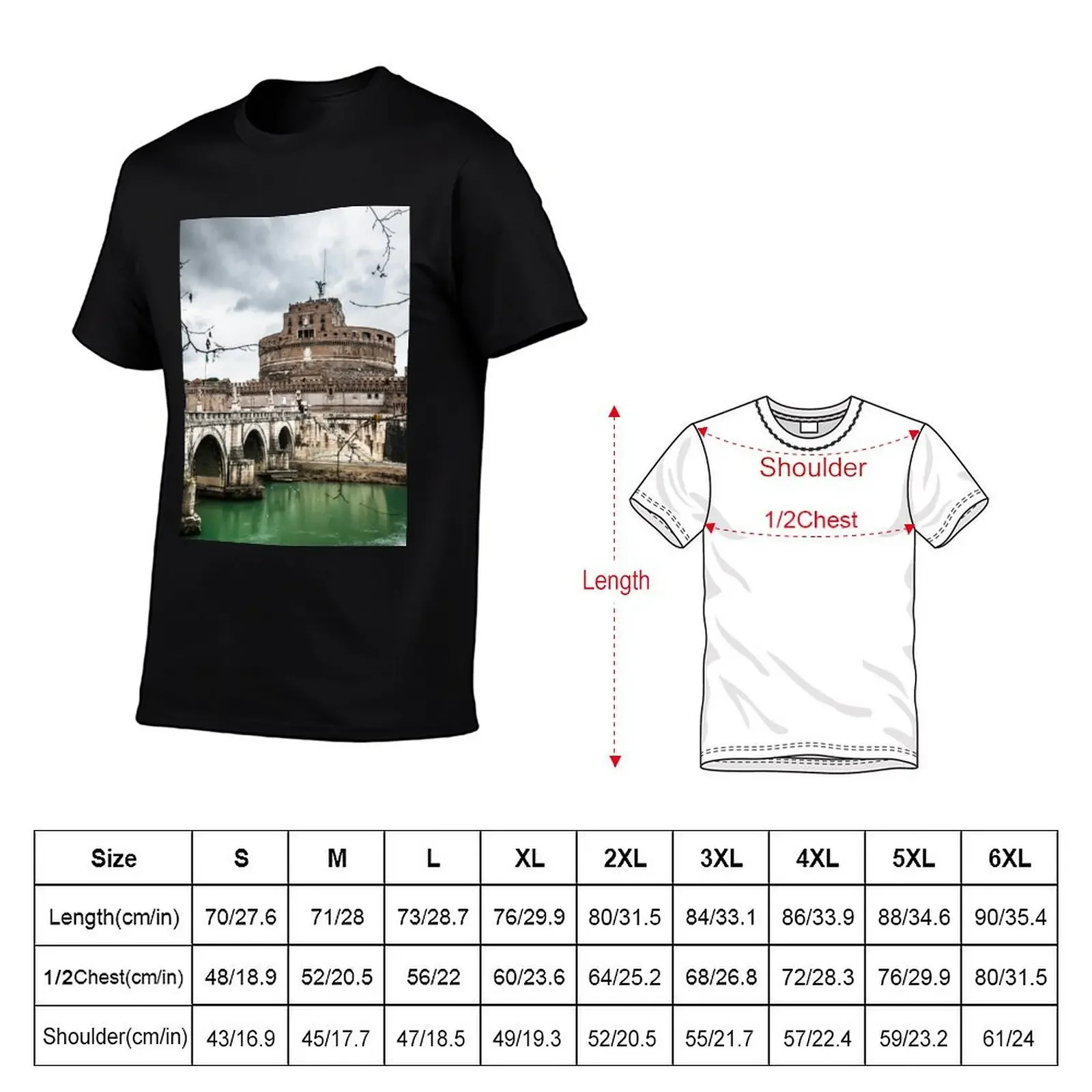 castel sant'angelo in rome T-Shirt customs design your own plus size clothes baggy shirts customizeds vintage t shirt men