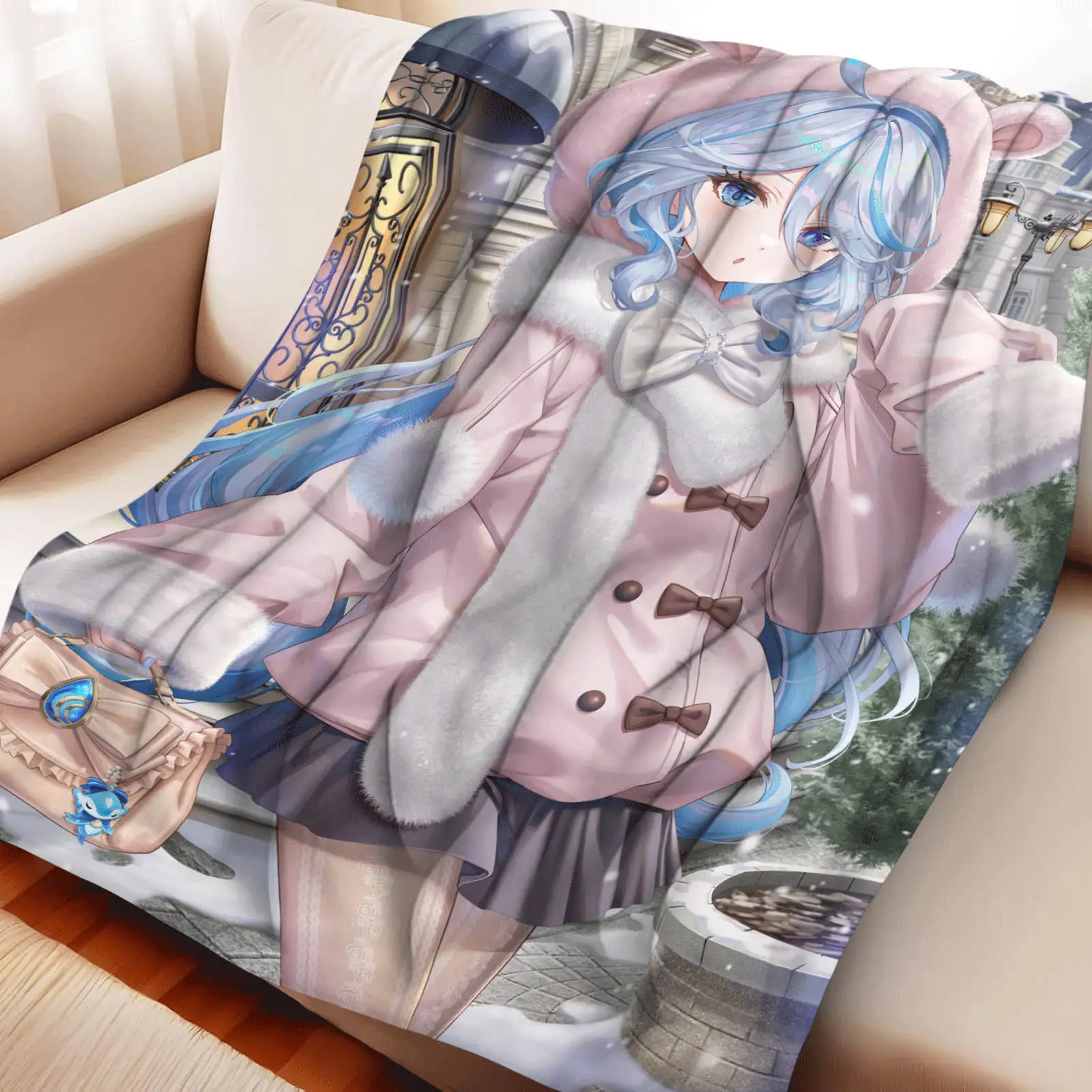 

Плед из фланели Genshin Impact с изображением Фурины для дома, дивана и обеденного перерыва