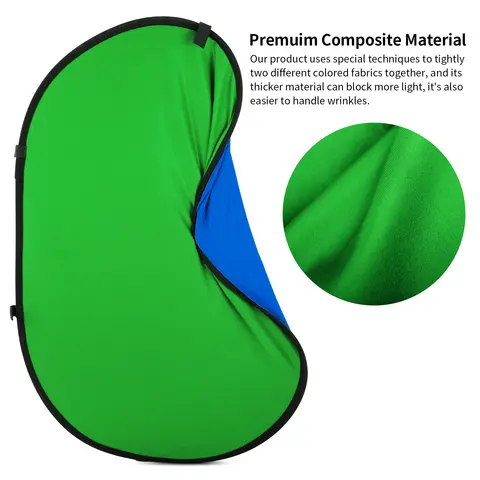 Selens 2 in 1 Blue Green Chromakey Backdrop Panel, 100x150cm Pop Up Video Background for Live Streaming Portrait Photo Studio