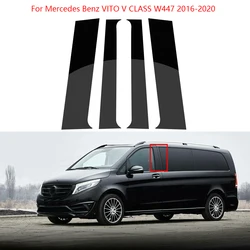 4Pcs Glossy Black Car Door Central Window Column Strip PC Pillar For Mercedes Benz VITO V CLASS W447 2016-2020 Car Accessories