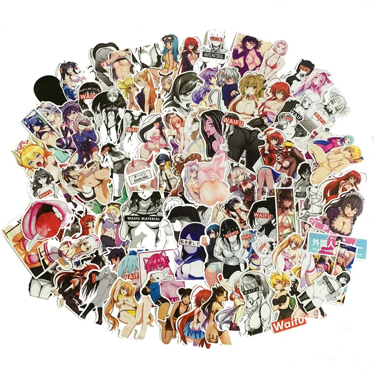 100PCS Hentai Anime Sexy Girls Stickers For Adult DIY Laptop Luggage Motorcycle Car Waifu Stickers Graffiti Decals Toy Gift