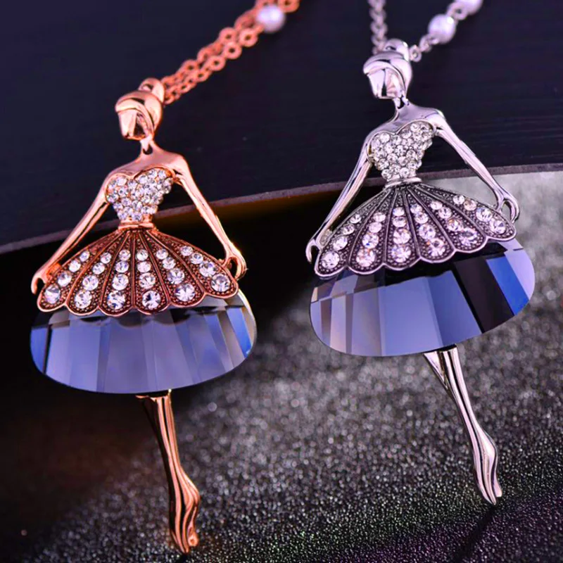 

Цепочка для свитера со стразами «Балетная принцесса», простое, но универсальное длинное ожерелье, модное ожерелье для одежды.