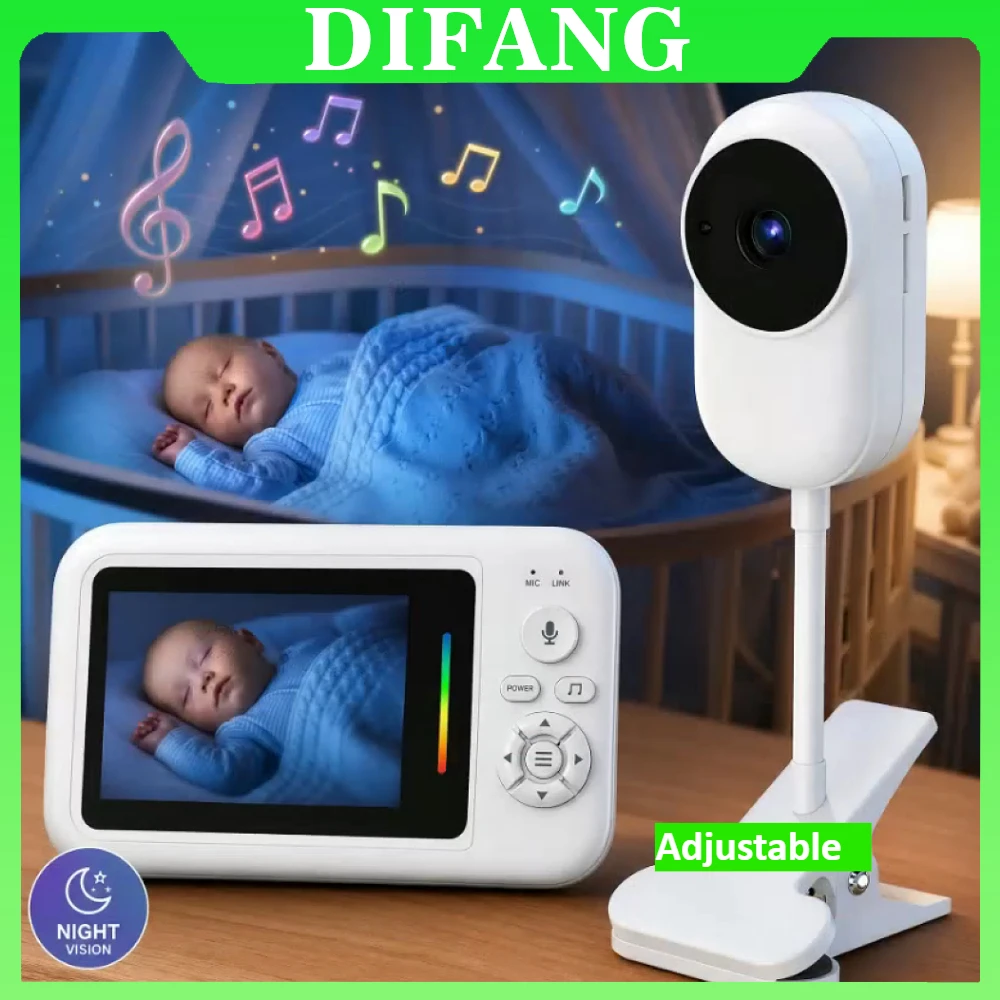 New Baby Monitor No WiFi, Babyphone Video Baby Camera Monitor Bebe Nanny HD 3.2 Inch LCD Two Way Talk PTZ Lullabies For New Born