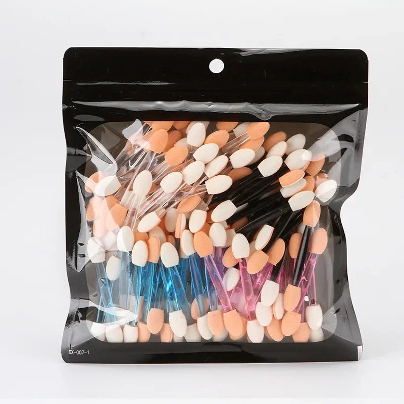 100pcs 6.5cm Double-headed อายแชโดว์ Latex ฟองน้ําทิ้งแปรงอายแชโดว์ขนาดเล็กแบบพกพาเครื่องมือแต่งหน้าความงามหัวแปรง