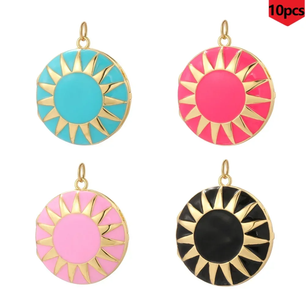 10PCS Colorful Sun Patterned Pendant, Holiday or Event Decoration, DIY Bracelet and Necklace Bulk Items Wholesale Charms  Charms