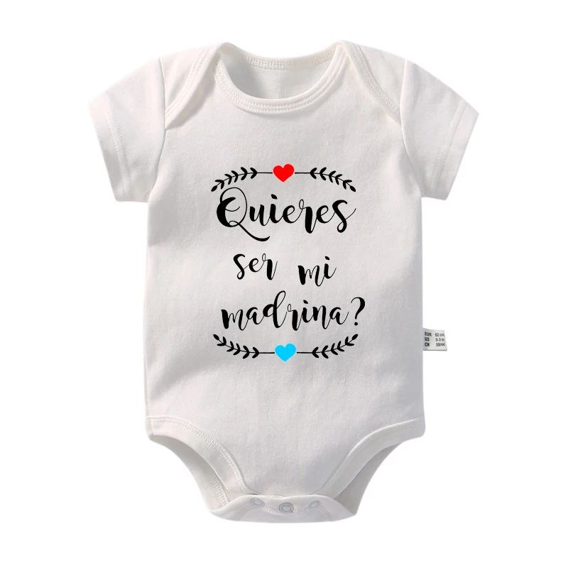 Do You Want To Be My Godmother or Godfather Baby Announcement Bodysuits Cotton Boys Girls Rompers Infant Summer Ropa Clothes