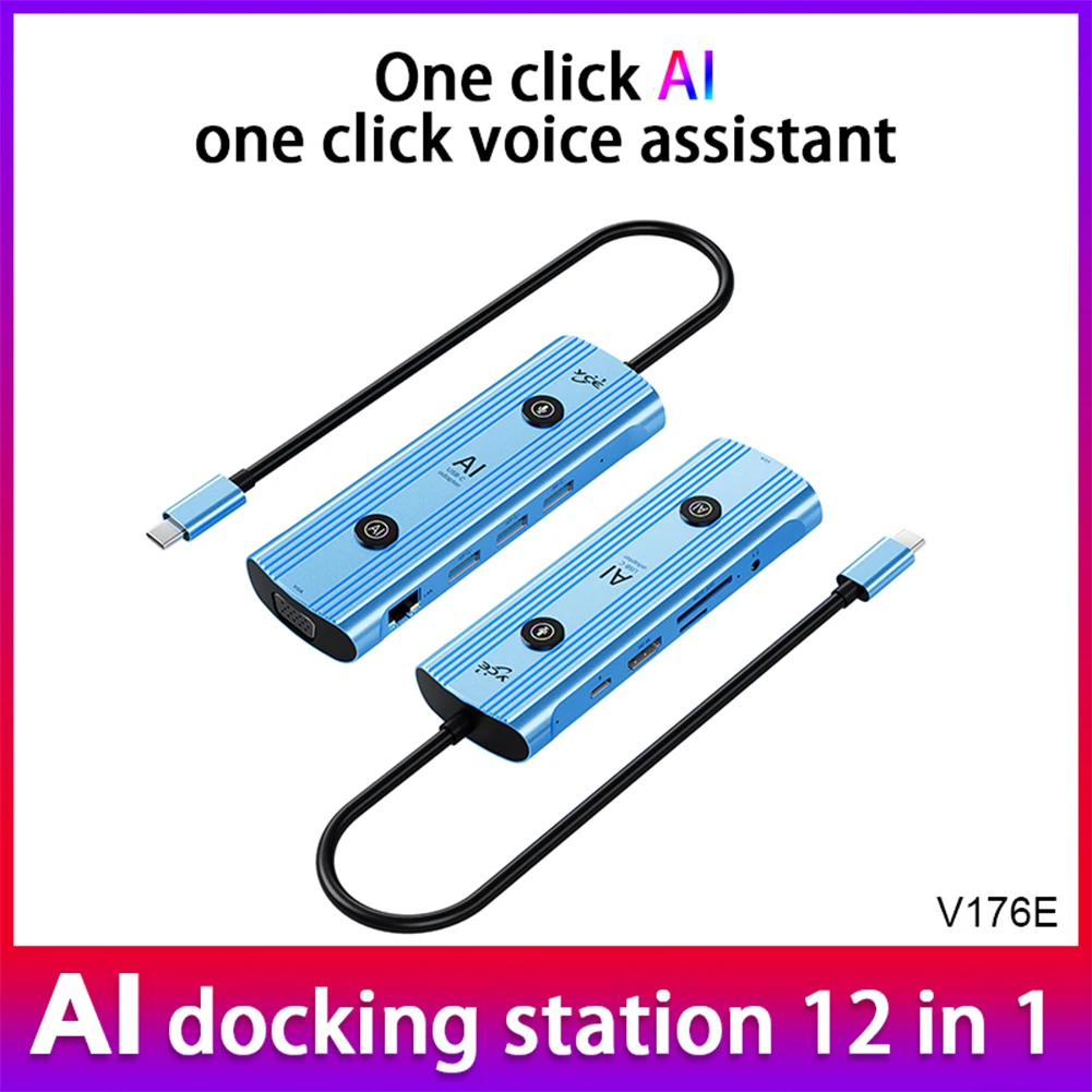 محول AI متعدد المنافذ مع منافذ USB 3.0 وPD 3.0 USB C Splitter USB C Dongle لأجهزة الكمبيوتر المحمول وسطح المكتب والمزيد