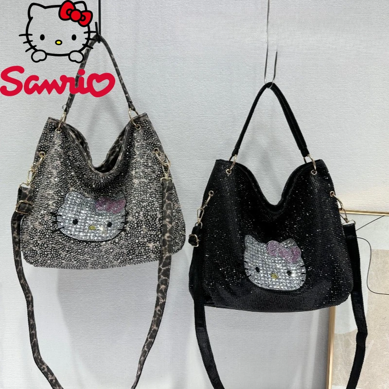 

Hello Kitty 2026 New Women's Handbag Fashion High Quality Diamond Inlaid Single Shoulder Shopping Bag Large Capacity Women's Bag