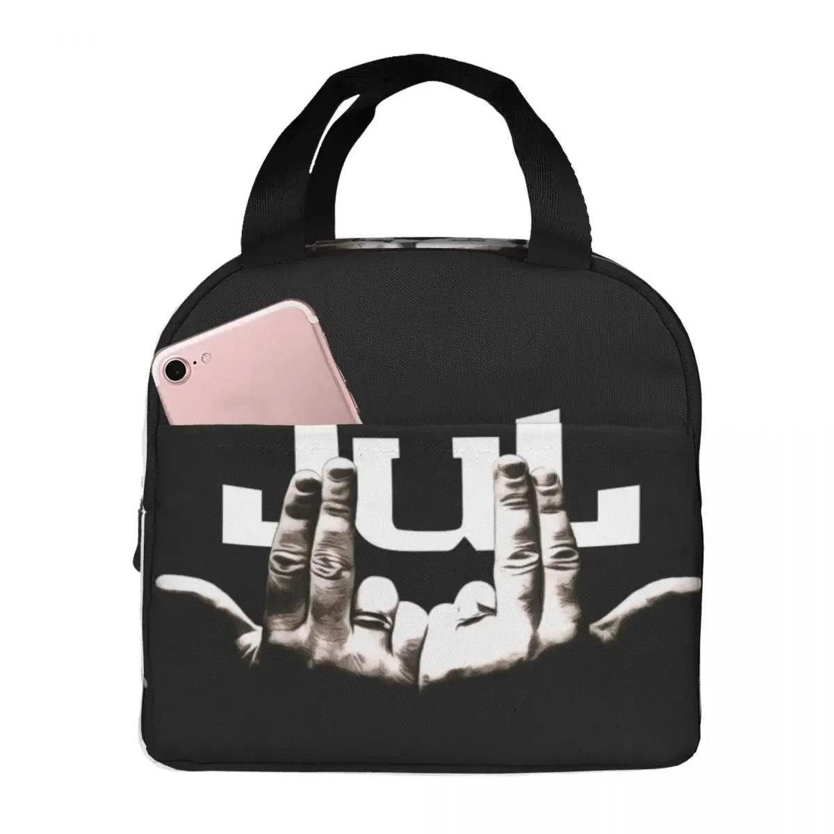 Jul Hand Symbol Lunch Bags Insulated Bento Box Portable Lunch Tote Resuable Picnic Bags Cooler Thermal Bag for Woman Girl Office