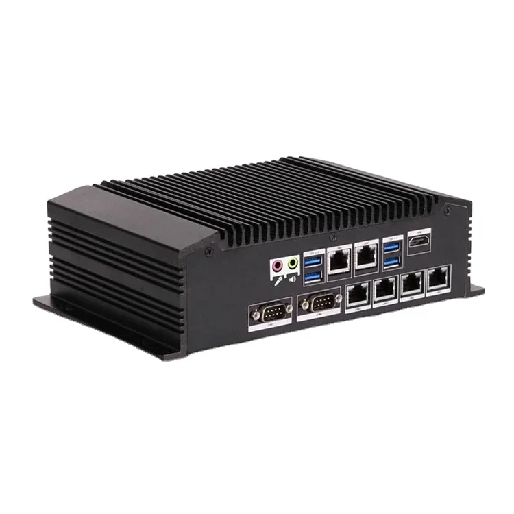 ODM And OEM Popular DDR4 SO-DIMM Industrial Desktop 6 Gigabit Ethernet Ports Fanless Industrial Computer