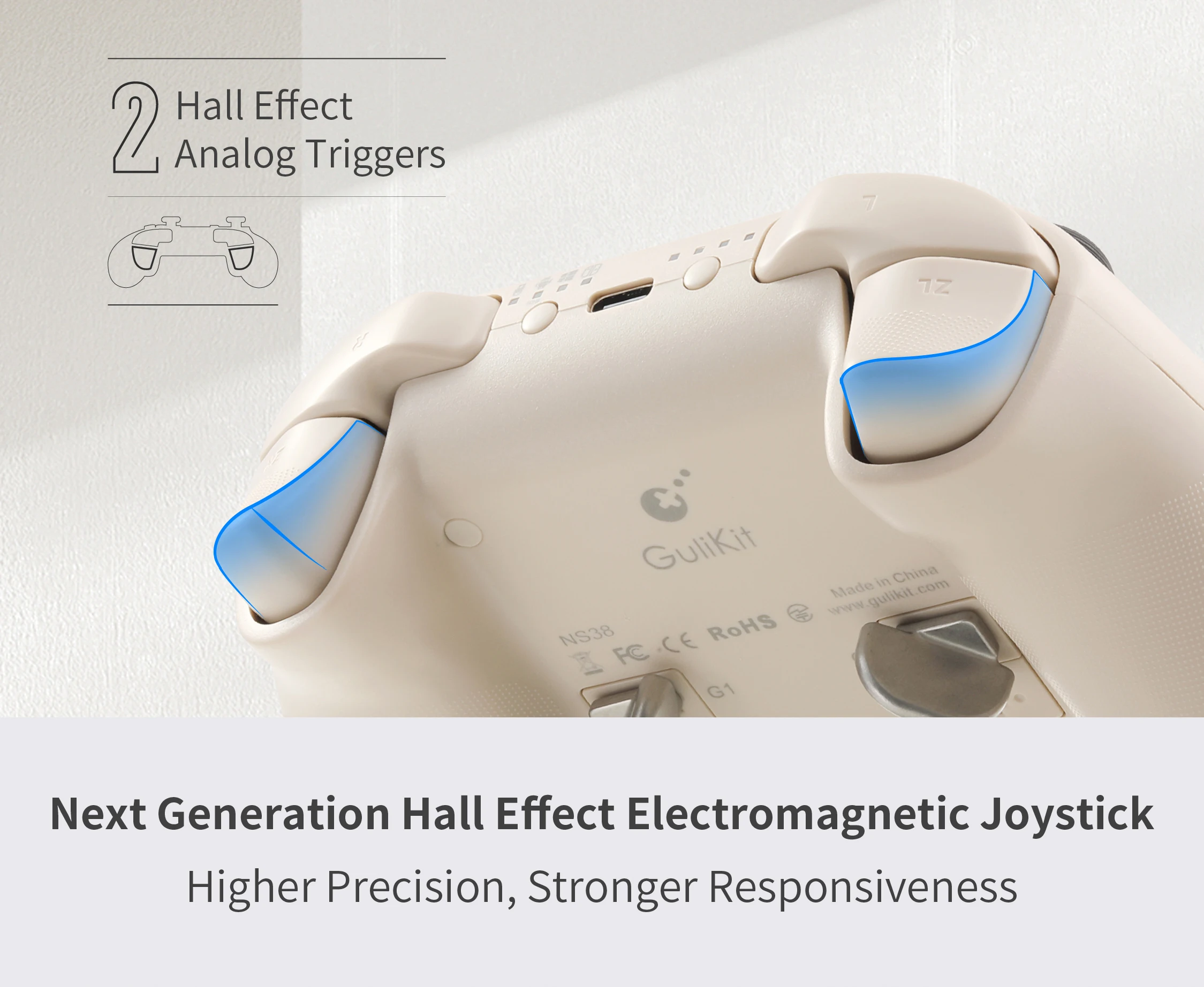 GuliKit KK3 Pro Controller mit Hall-Effekt-Joysticks und Auslöser KingKong 3 NS38 Gamepad für Windows Nintendo Switch Android iOS – Detail 6