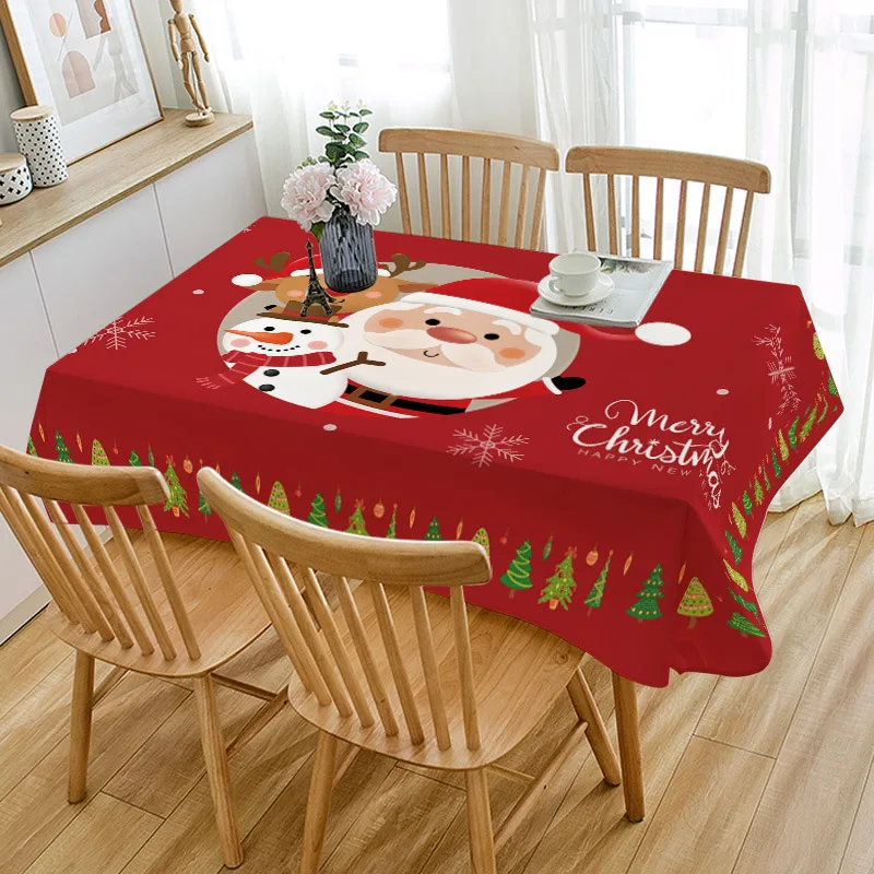 Hot Selling New Christmas Tablecloth Christmas Cartoon Tablecloth New Year Festive Decoration Rectangular Waterproof Tablecloth